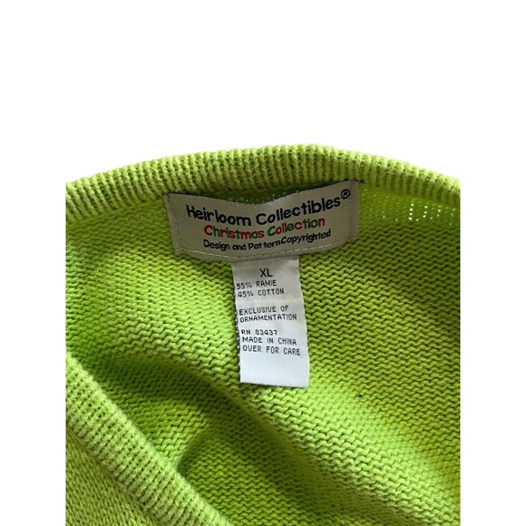 Vtg Heirloom Collectibles Christmas Collection Snowman Cardigan Sweater XL Green - Picture 8 of 8